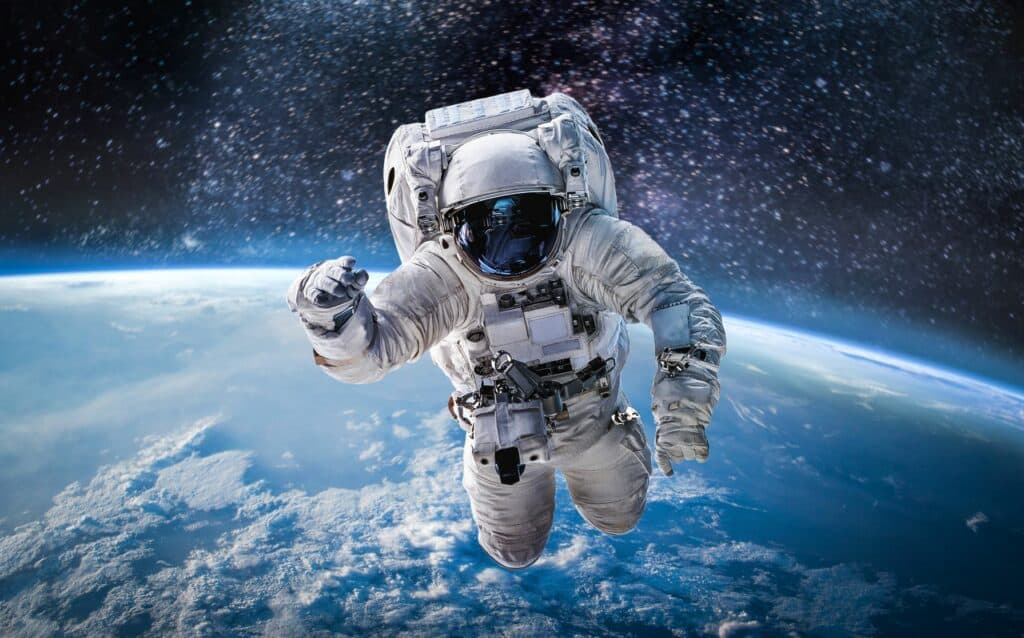 Astronaut floating in space